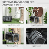 easycomfort easycomfort trasportino per cani e gatti 4 in 1 pieghevole con maniglia telescopica 50x31x37 cm grigio