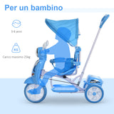 easycomfort easycomfort triciclo passeggino azzurro a forma di moto per bambini 18 72 mesi con tettuccio rimovibile