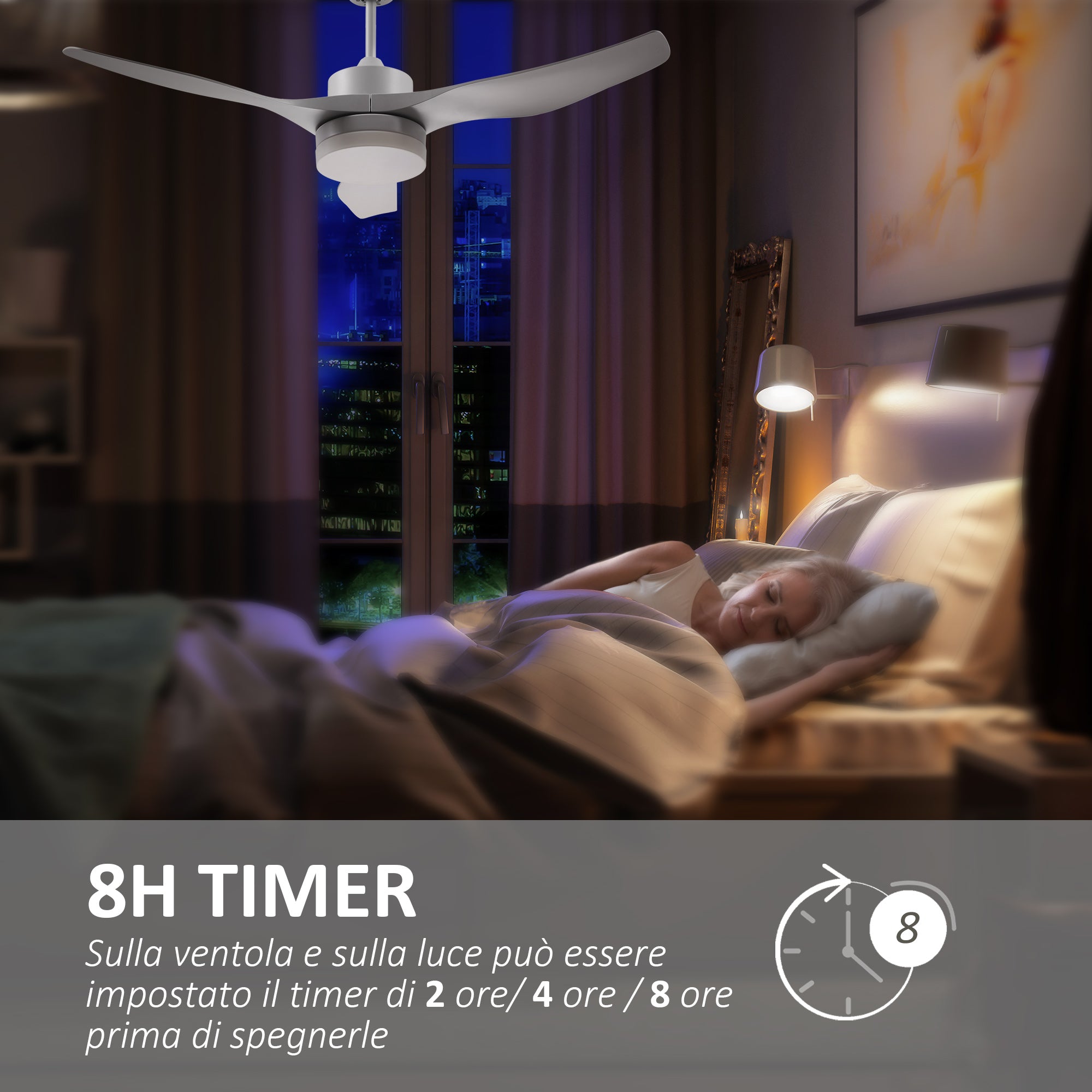 EASYCOMFORT Ventilatore da Soffitto con Luce LED a 3 Modalità con