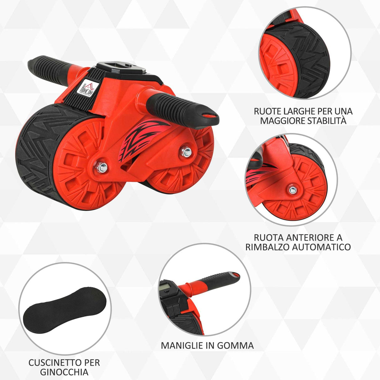 easycomfort easycomfort ab wheel attrezzo per allenamento addominali impugnature antiscivolo e tappetino per ginocchia rosso