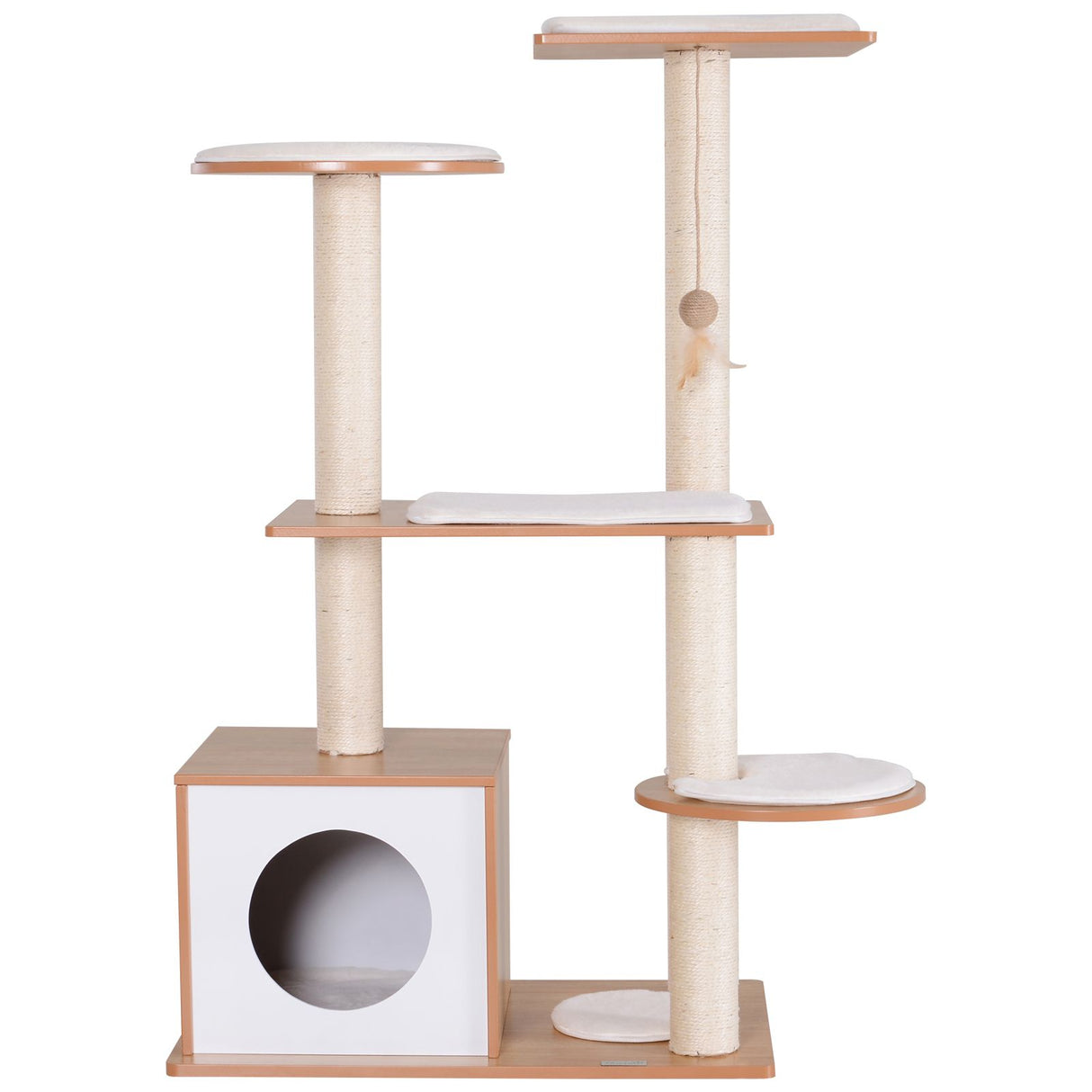 easycomfort easycomfort albero per gatti con cuccia e pali in corda sisal e legno giallo e bianco 83 x 75 x 120cm ean 8054144135922