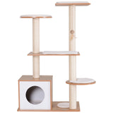 easycomfort easycomfort albero per gatti con cuccia e pali in corda sisal e legno giallo e bianco 83 x 75 x 120cm ean 8054144135922