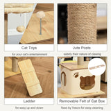 easycomfort easycomfort albero tiragraffi multilivello con casetta amaca scaletta e corde in juta rivestimento peluche 60x40x130cm giallo