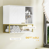 easycomfort easycomfort armadietto bagno a 2 livelli montaggio a parete con ripiani aperti in mdf bianco 60x20x51 cm