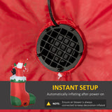 easycomfort easycomfort babbo natale gonfiabile con pinguino e calza natalizia luci led e gonfiatore incluso 90x50x149cm