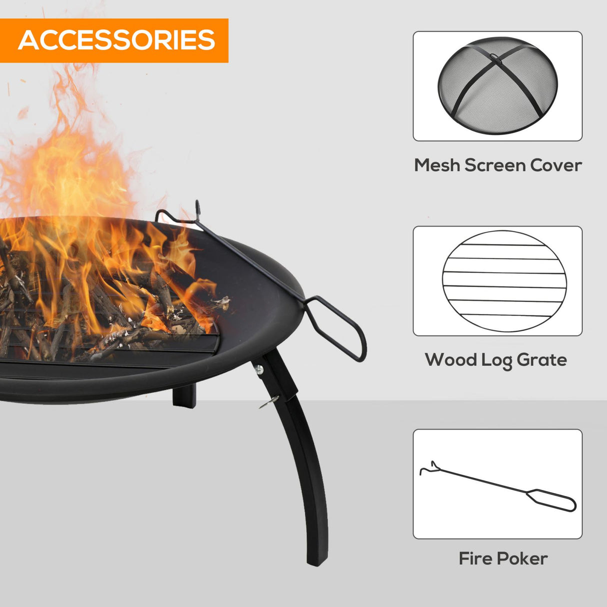 easycomfort easycomfort braciere da giardino con coperchio parascintille e attizzatoio piedini pieghevoli salvaspazio 56x39 5cm nero ean 8054144131931