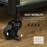 easycomfort easycomfort carrello da cucina 2 ripiani in stile industriale 4 ruote girevoli e maniglia 79 5x38x80cm marrone rustico