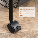 easycomfort easycomfort carrello da cucina a 4 ripiani rimovibili con 4 ganci e ruote in acciaio e plastica pp 45x26 5x84 cm nero