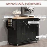 easycomfort easycomfort carrello da cucina portavivande con cassetti armadietti e portaspezie in legno e mdf 111x44 5x82 5 cm nero