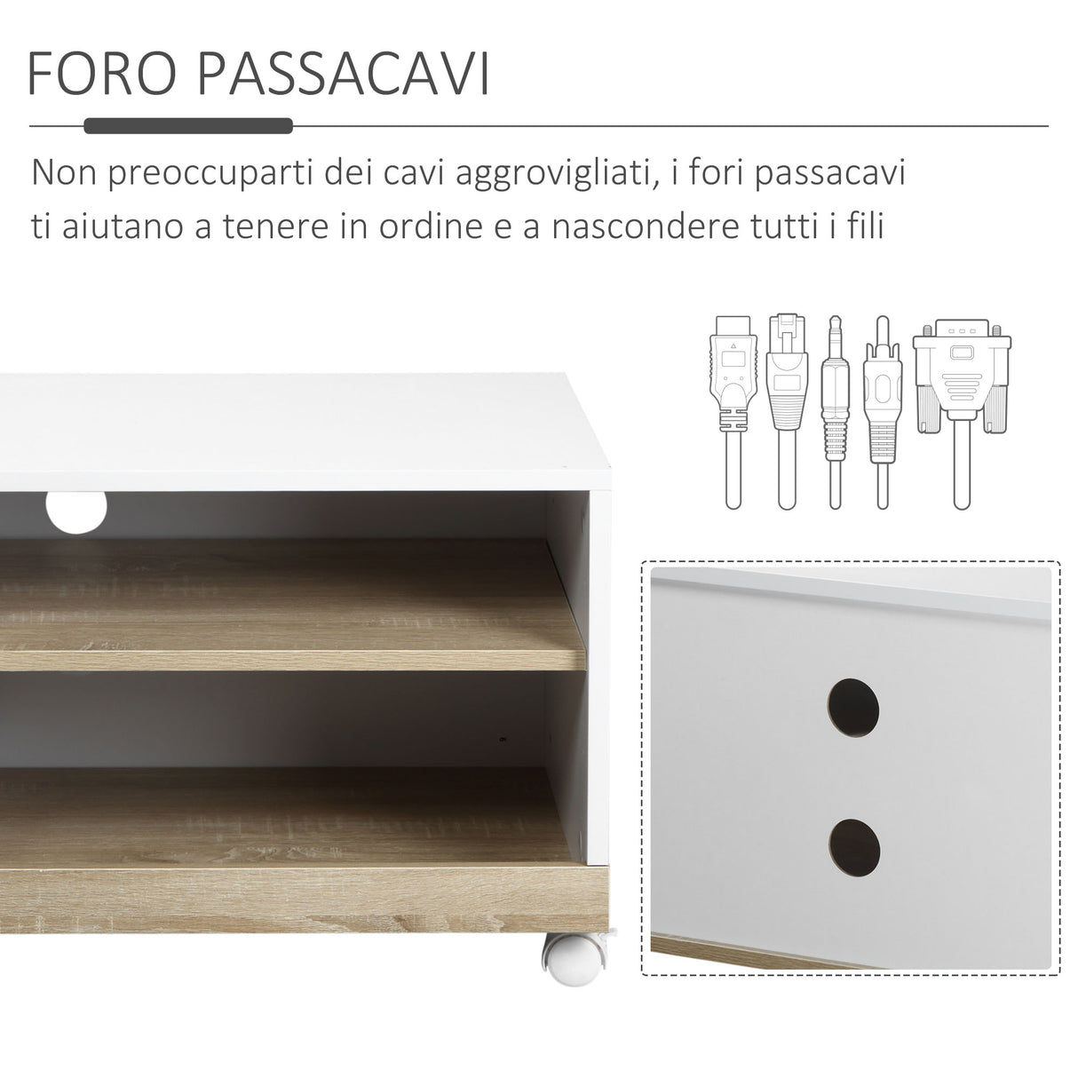easycomfort easycomfort carrello porta tv con 1 anta e vani aperti mobile per tv fino 42 con ruote 80x45x39 5cm