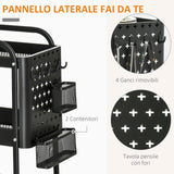 easycomfort easycomfort carrello portavivande a 3 livelli con spazio multiuso e ruote in acciaio e plastica pp 51 5x32x75 6 cm