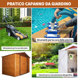 easycomfort easycomfort casetta da giardino porta attrezzi in acciaio con porte scorrevoli 278x195x215cm marrone