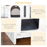 easycomfort easycomfort casetta per cani rialzata con vassoio per 2 ciotole finestre e cuscino in gommapiuma 70x64x56cm grigia e bianca