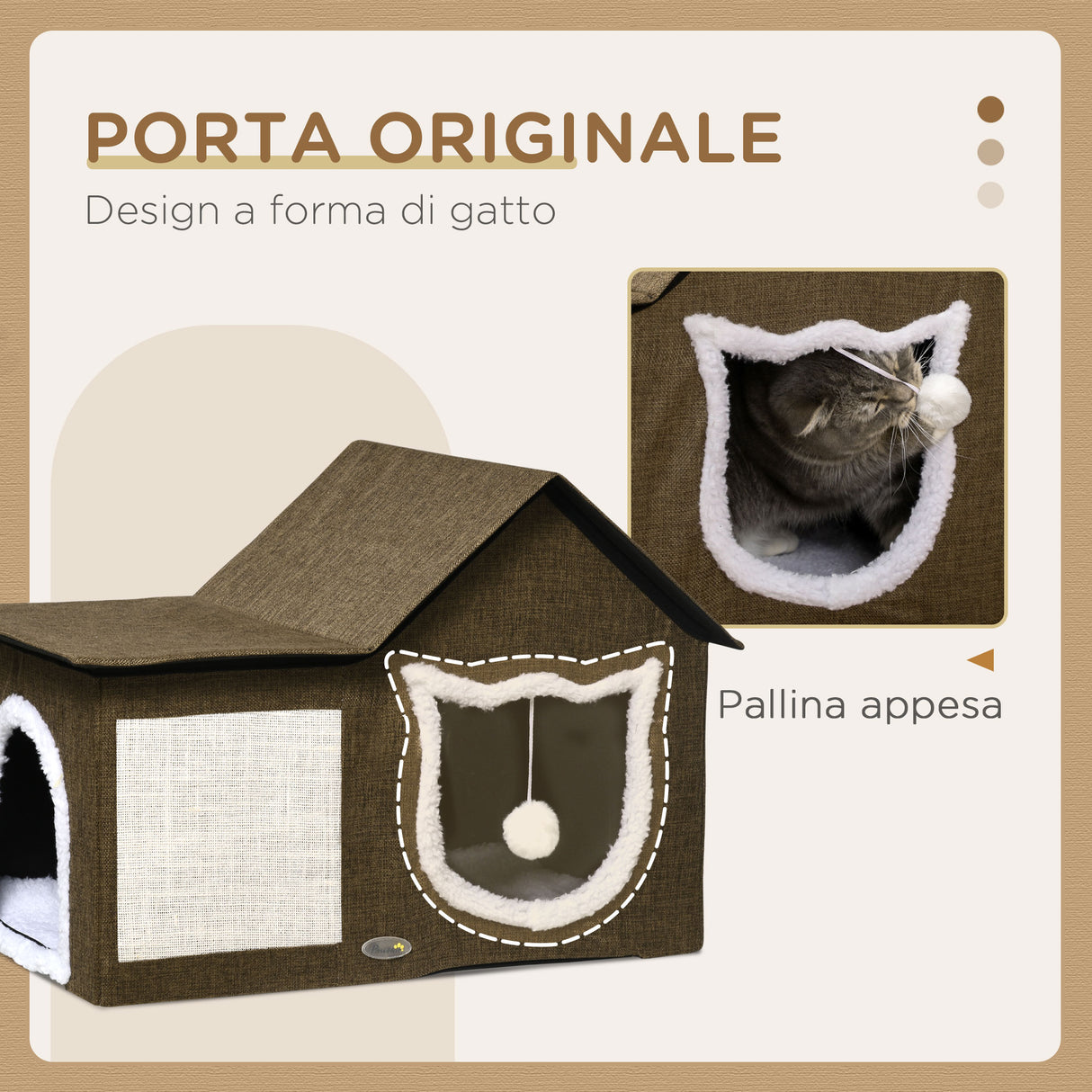 easycomfort easycomfort casetta per gatti con 2 porte pallina da gioco cuscino e tappetino tiragraffi 65x41x45 5 cm