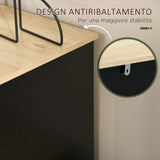 easycomfort easycomfort cassettiera 4 cassetti in truciolato e rattan per soggiorno e camera da letto 80x38x80 cm nero e color legno