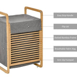 easycomfort easycomfort cesto portabiancheria con sacco rimovibile per il bagno in bambu e tessuto grigio