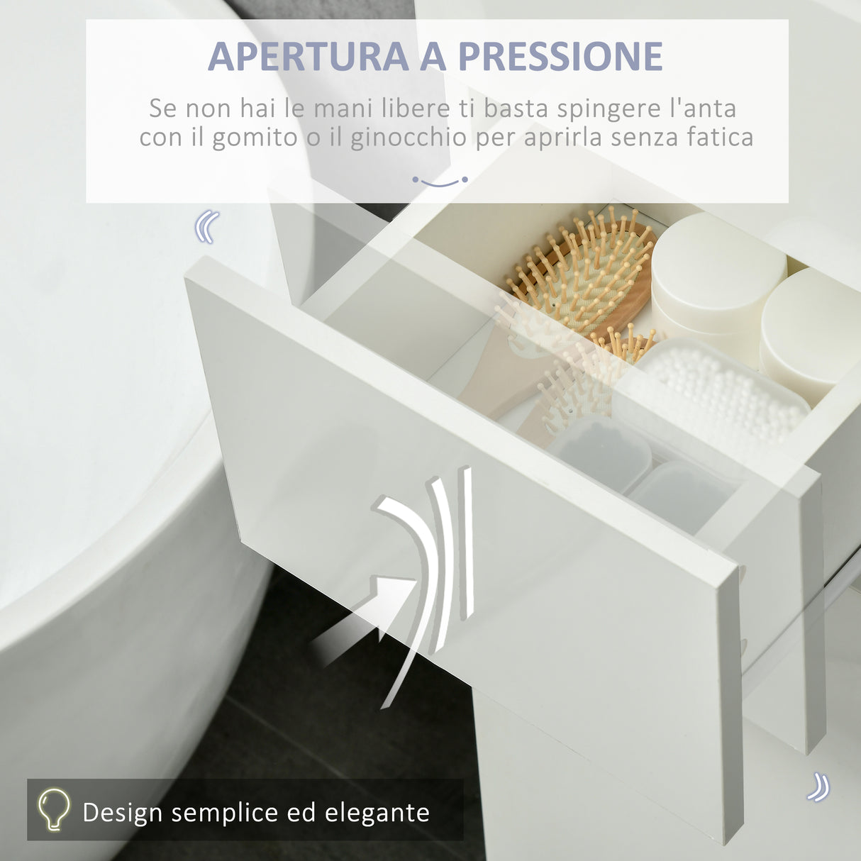 easycomfort easycomfort colonna bagno con cassetto e 2 armadietti bianco lucido 30x28x170cm