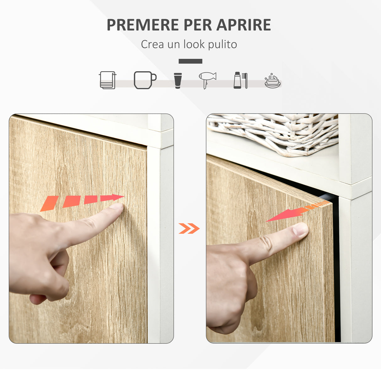 easycomfort easycomfort colonna bagno in legno con 2 mensole e armadietto mobiletto multiuso 31x30x177 cm