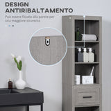 easycomfort easycomfort colonna bagno in truciolato con 5 ripiani aperti e un cassetto 42x30x170 cm grigio