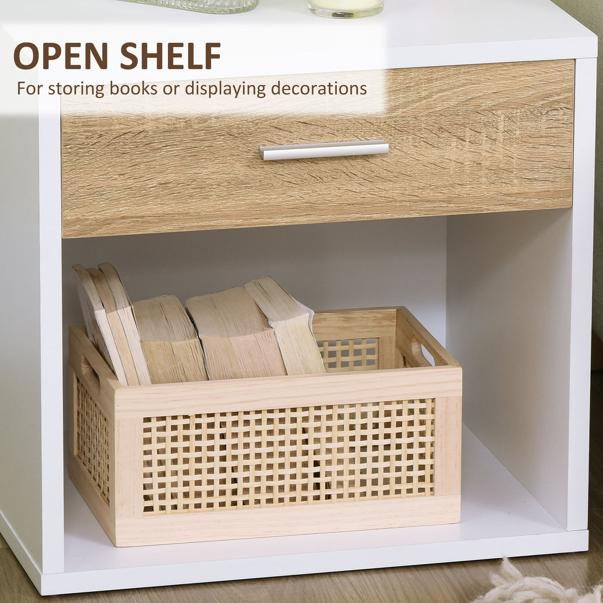 easycomfort easycomfort comodino moderno con cassetto e ripiano aperto set 2 pezzi in truciolato per camera da letto e soggiorno 47 5x40x45 cm