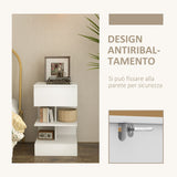 easycomfort easycomfort comodino moderno in truciolato e mdf con un cassetto e 2 ripiani 39x39x65 cm bianco