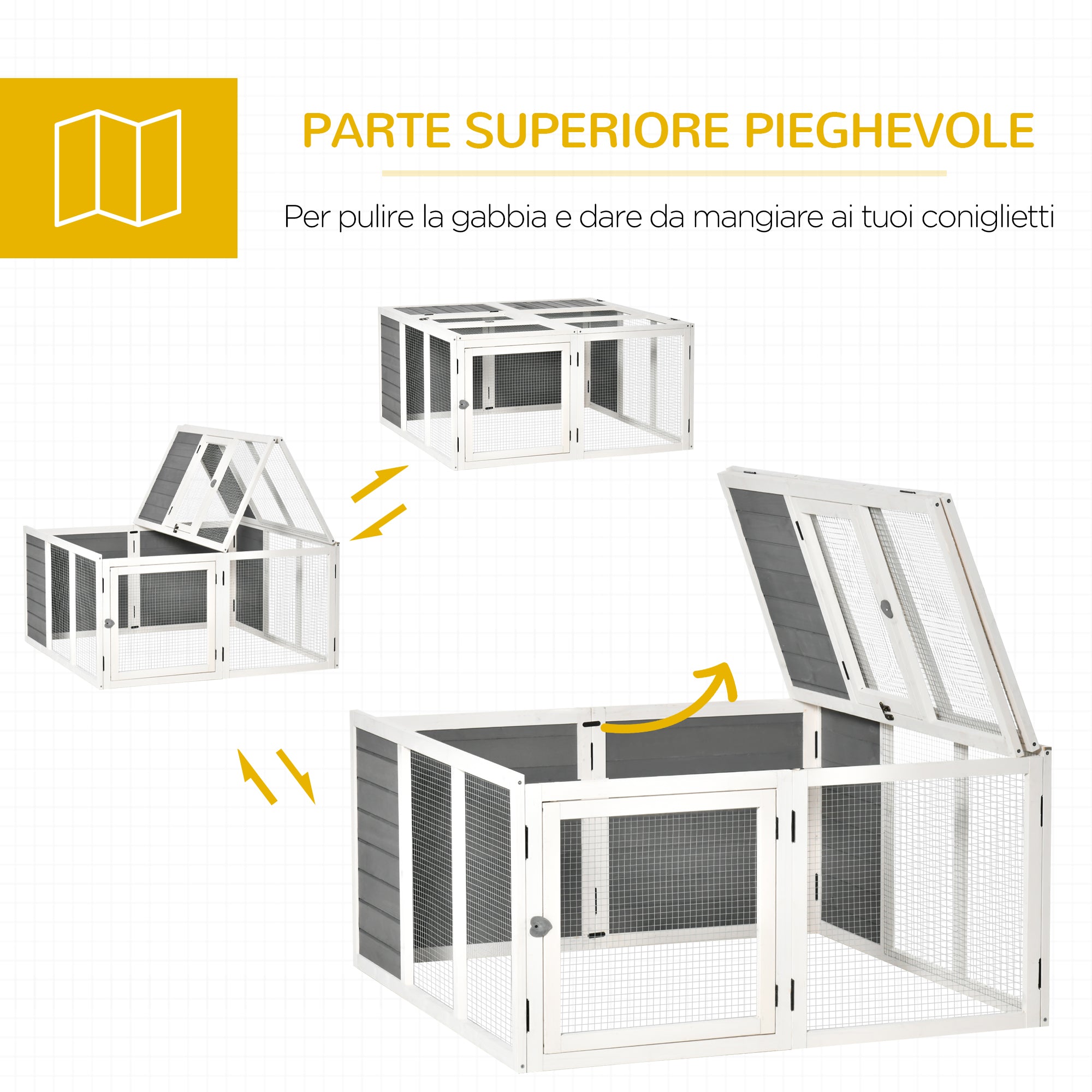 EASYCOMFORT Conigliera da Esterno e Interno con Tetto Apribile