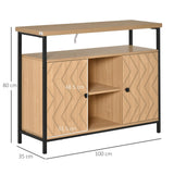 easycomfort easycomfort credenza con ante e vani aperti mobile consolle in mdf e metallo 100x35x80cm rovere