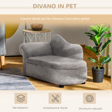 easycomfort easycomfort divano per cani e gatti con vano contenitore e rivestimento vellutato 80x40x46cm grigio scuro