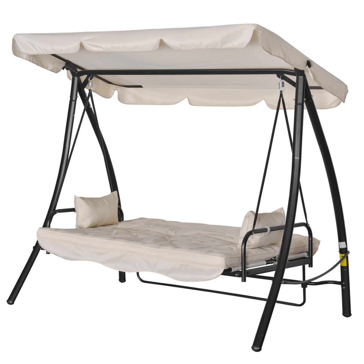 easycomfort easycomfort dondolo da giardino 3 posti con tetto reclinabile convertibile in letto 209x114x170cm beige