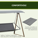 easycomfort easycomfort dondolo da giardino 3 posti con tettuccio regolabile in acciaio 224x133x173cm grigio