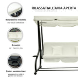 easycomfort easycomfort dondolo da giardino 3 posti convertibile in letto a dondolo con tetto regolabile 2 portabicchieri crema 200120164cm