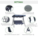 easycomfort easycomfort dondolo da giardino con tettuccio parasole inclinabile in tessuto di poliestere grigio ean 8054111848824
