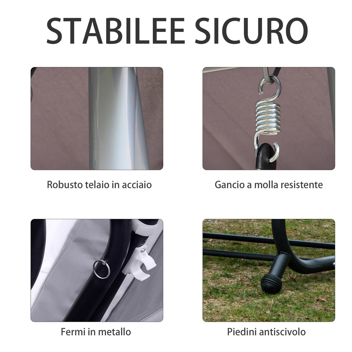 easycomfort easycomfort dondolo reclinabile 3 posti con tetto in poliestere grigio