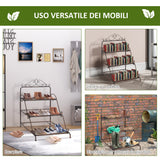 easycomfort easycomfort fioriera da esterni a 3 livelli salvaspazio struttura in metallo 60 5x59 5x95 5cm marrone