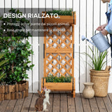 easycomfort easycomfort fioriera da esterno a mezza botte in legno di abete marrone con grigliato per rampicanti 45x35x112 cm