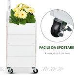 easycomfort easycomfort fioriera rialzata verticale da esterni con 4 ruote e traliccio per viti in legno 76x30x155cm bianca