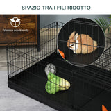 easycomfort easycomfort gabbia per roditori in metallo e tela nera 118x59x36cm