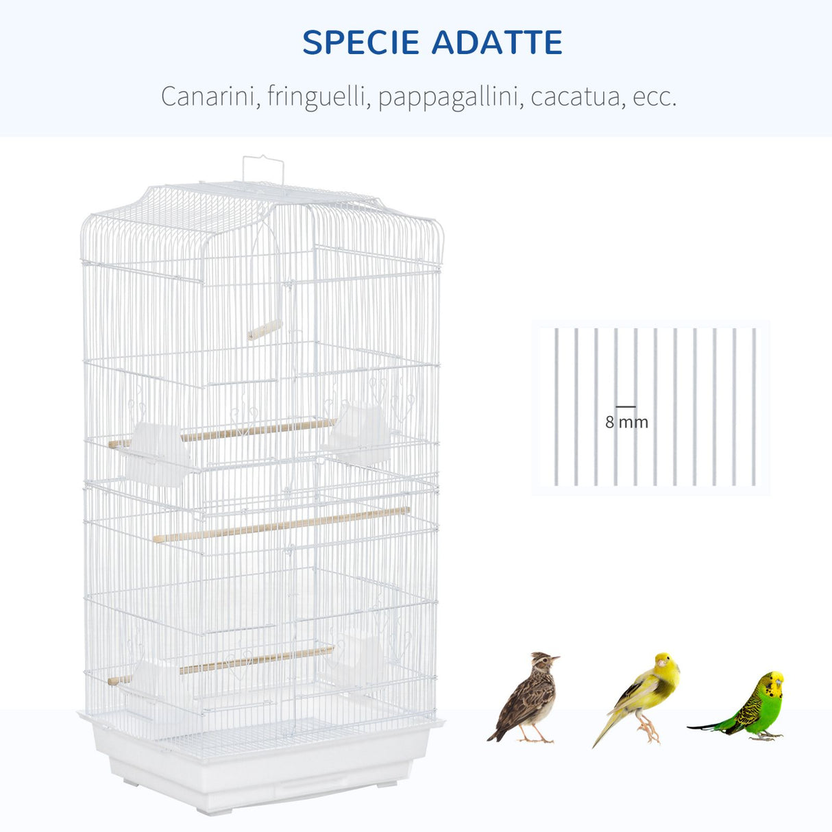 easycomfort easycomfort gabbia per uccelli con trespoli altalena e ciotole voliera in metallo e plastica 46 5x35 5x92cm bianco
