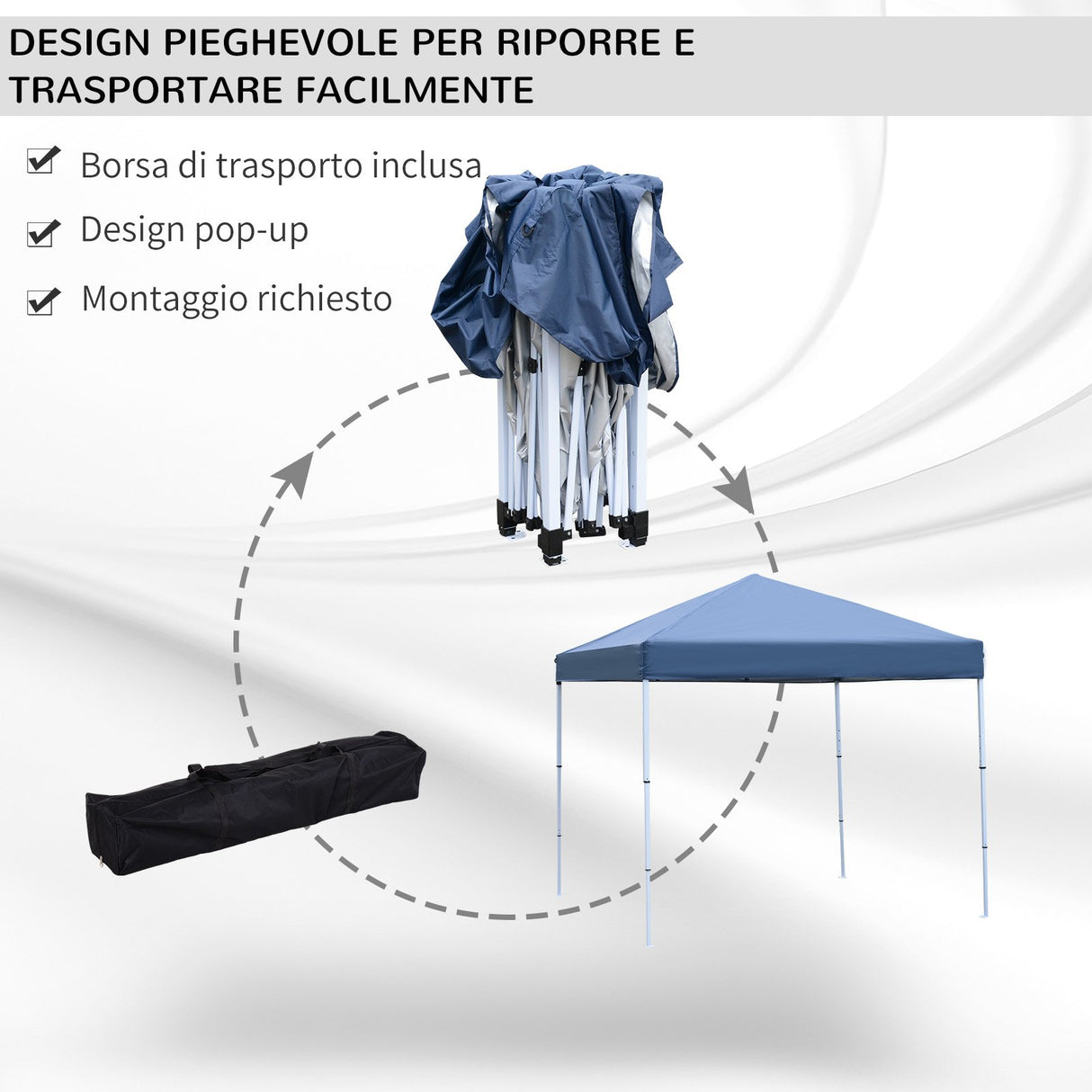 easycomfort easycomfort gazebo pieghevole rivestimento in oxford con corde e picchetti blu 2 5 x 2 5 m ean 8054144136479