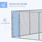 easycomfort easycomfort kennel per cani da esterno a maglie con porta con blocco in acciaio 400x400x182cm argento