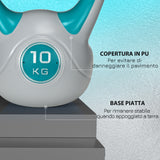 easycomfort easycomfort kettlebell 10kg in pu e sabbia con base piatta e impugnatura per stacchi squat e sollevamenti 22x16x26 cm verde scuro