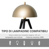 easycomfort easycomfort lampada da tavolo a treppiede con paralume dorato in metallo attacco e27 30x62cm