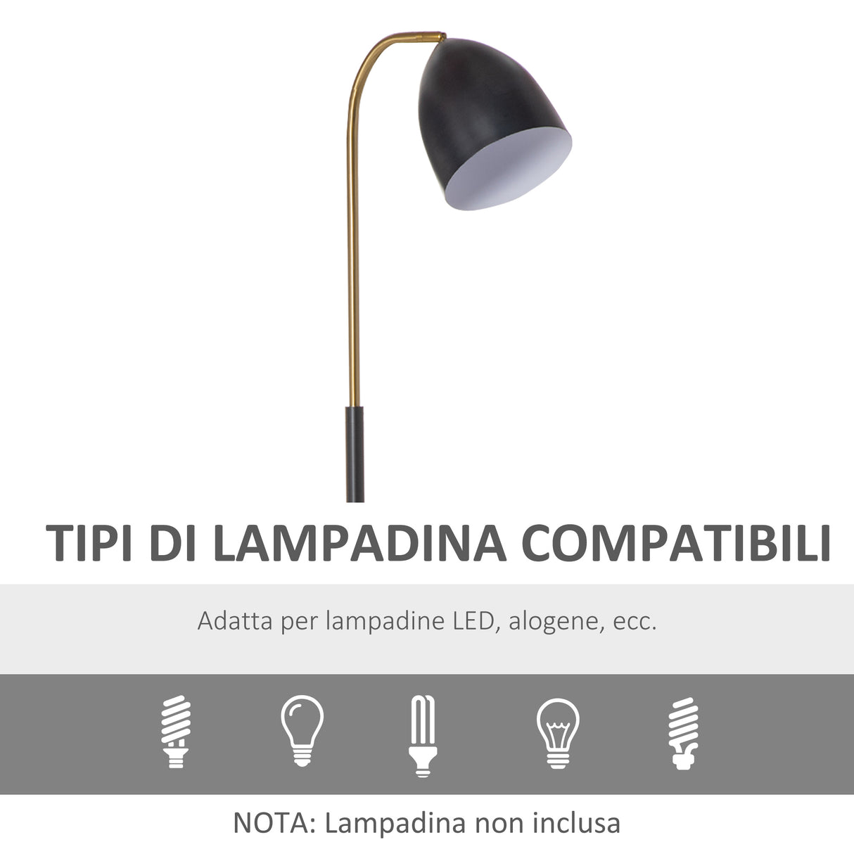 easycomfort easycomfort lampada da terra ad arco con paralume regolabile in metallo 43x28x160cm nero e oro