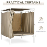 easycomfort easycomfort lettino prendisole 2 posti con tettuccio tende protettive e schienale regolabile 210x149x200 cm