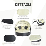 easycomfort easycomfort lettino prendisole conchiglia con poggiapiedi e tenda parasole in pe rattan nero