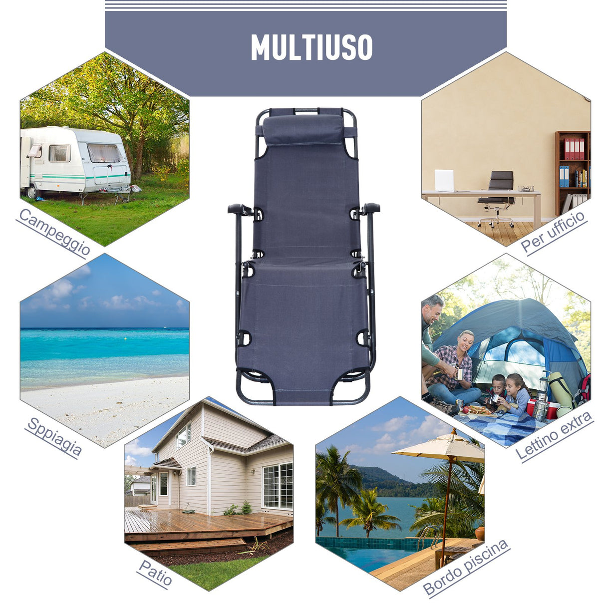 easycomfort easycomfort lettino sdraio pieghevole da giardino piscina con braccioli grigio ean 8054111847148