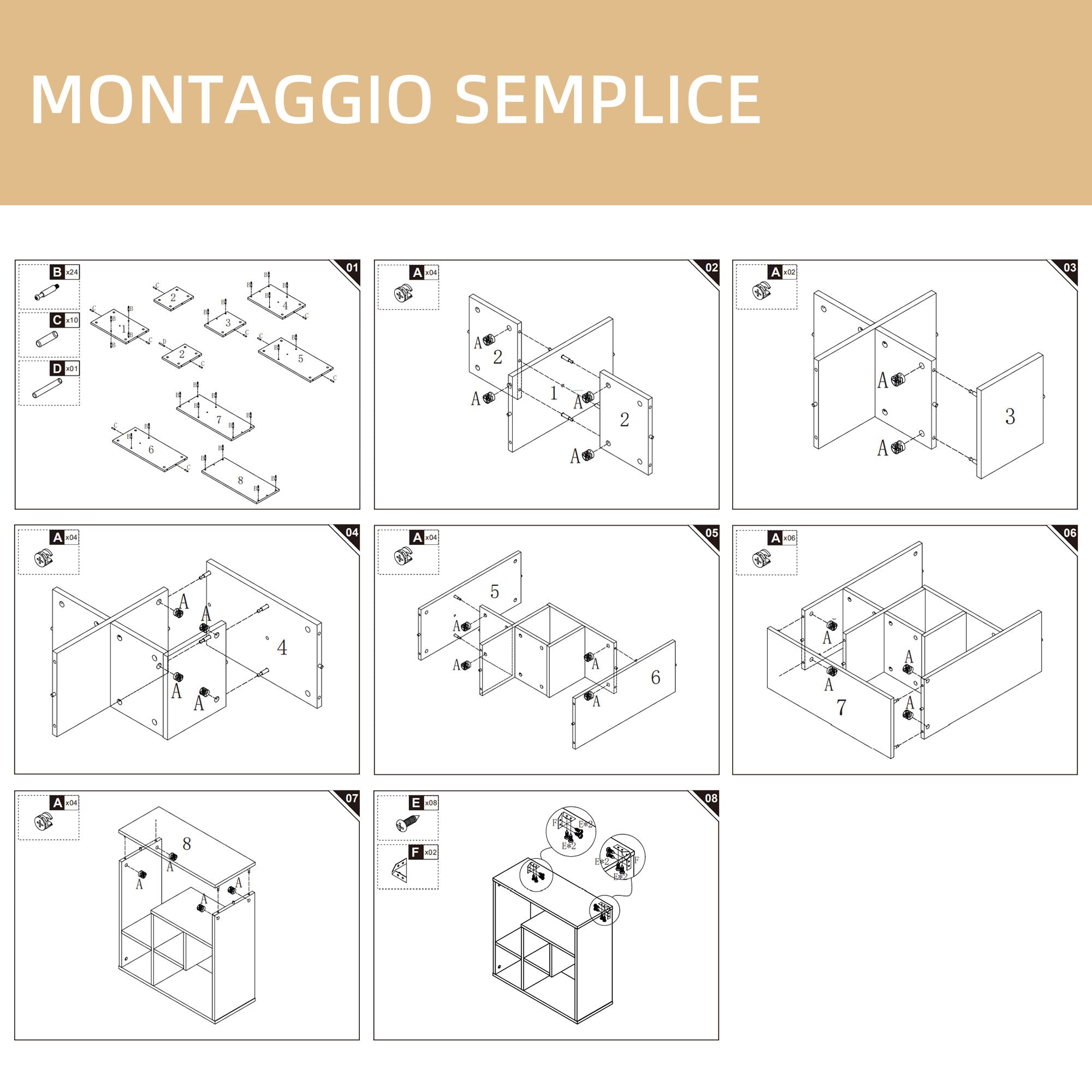 EASYCOMFORT Scaffale in Legno Truciolato a 4 Ripiani per Soggiorno, Camera  da Letto, Cucina e Ingresso, 100x15x60 cm