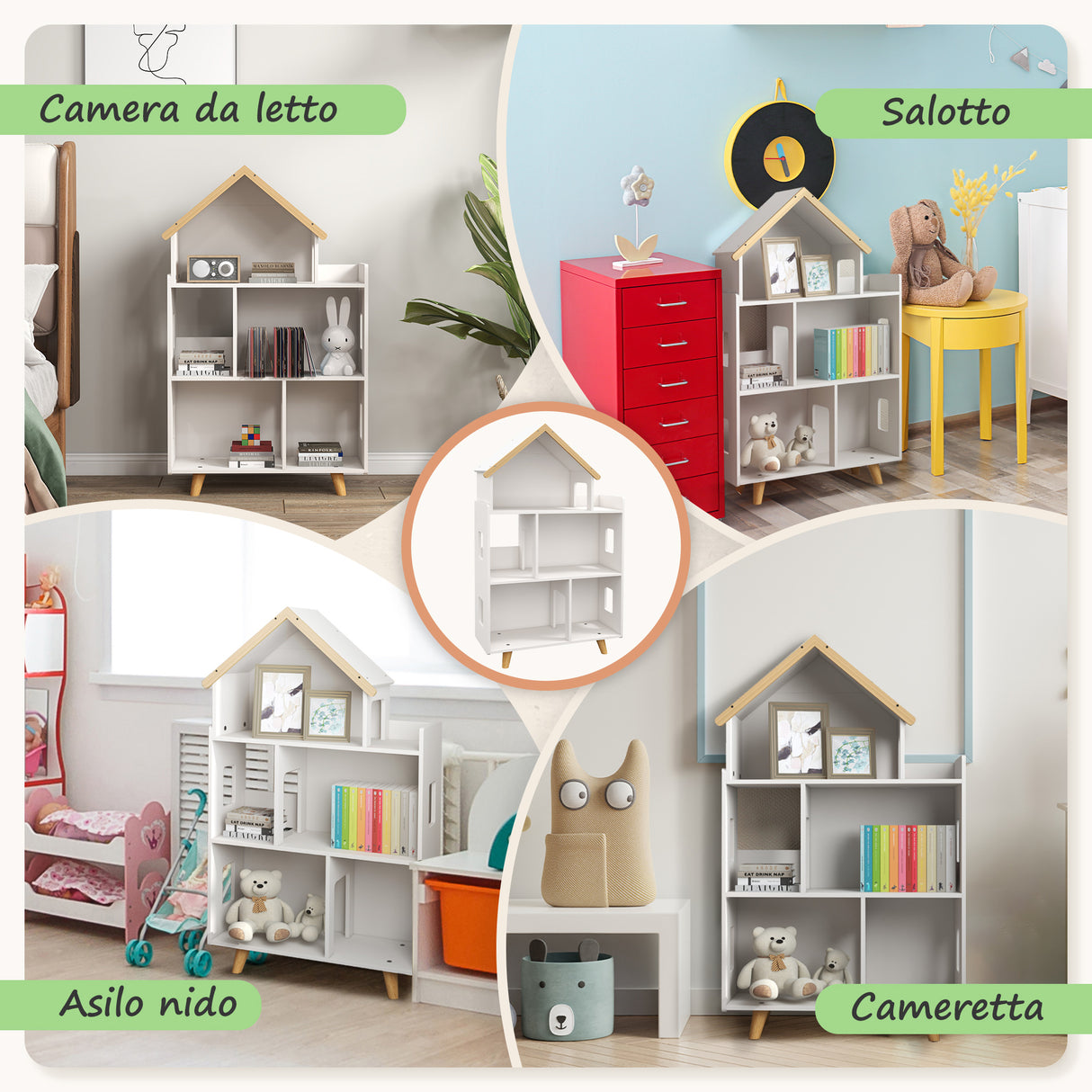 easycomfort easycomfort libreria per bambini 3 6 anni a 3 livelli per libri e giochi in mdf e legno di pino 65x25x108 5 cm bianco