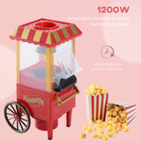 easycomfort easycomfort macchina per pop corn 1200w stile retro con vaschetta in alluminio 22x19x39cm rosso