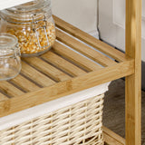 easycomfort easycomfort mobile con scaffali in bambu e mdf con vassoio removibile 42 8x33x70cm bianco e color legno